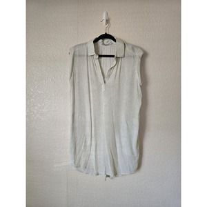 Prana Women's Medium green White Celadon Misty Anini Tencel Tunic Top SZ Small